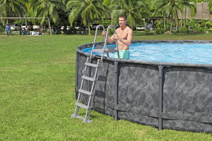 Bestway Winterfestes Frame Pool Komplett-Set APX365™ mit Sandfilteranlage rund